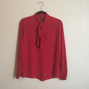 Red Tie Neck Shirt Size S